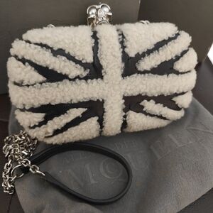 Alexander McQueen Black and Cream Union Jack Clutch